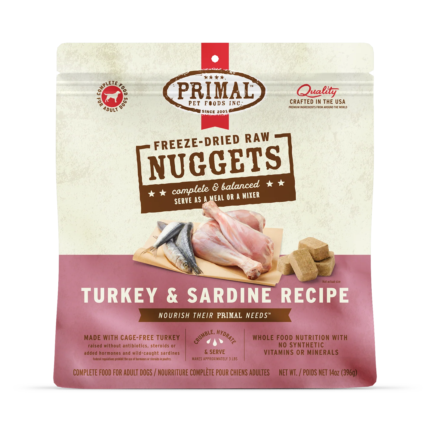 Primal Freeze-Dried Raw Dog Food - Turkey & Sardine Recipe