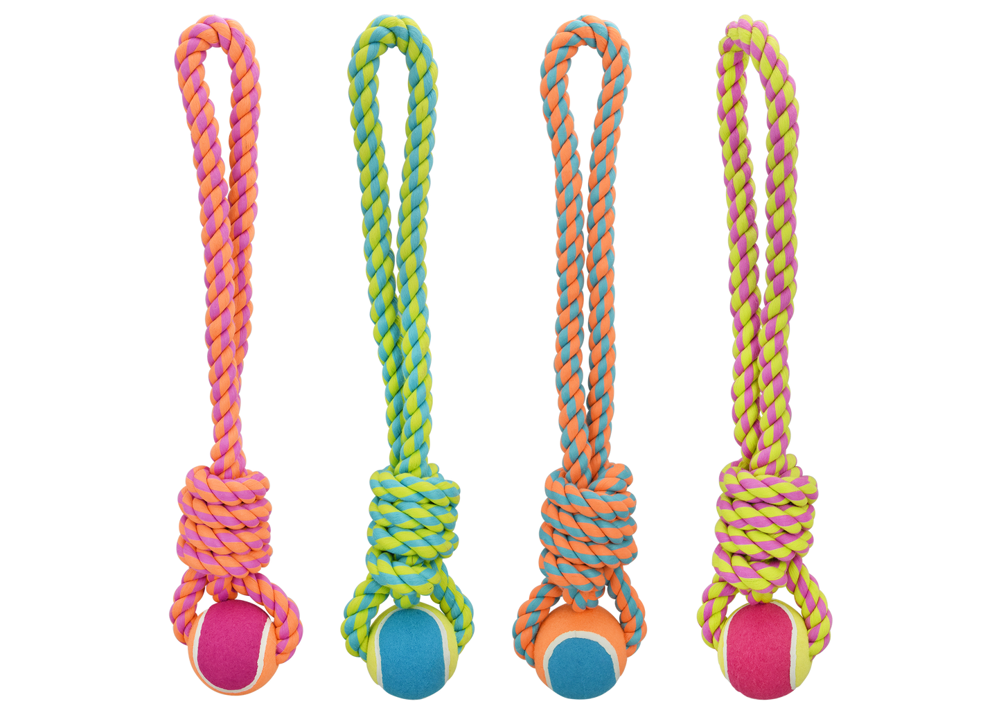 Multipet Nuts For Knots Rope Tug W/ Tennis Ball Dog Toy