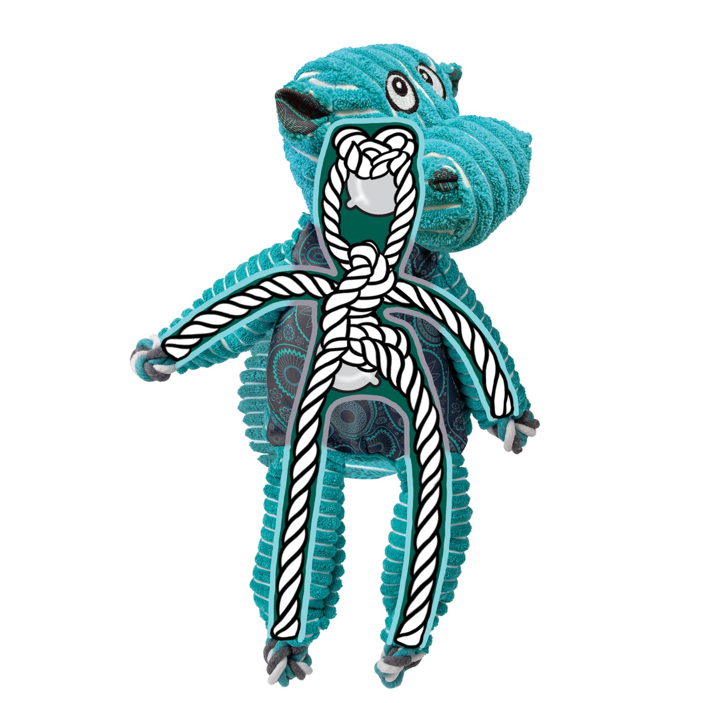 Kong Floppy Knots Hippo Dog Toy