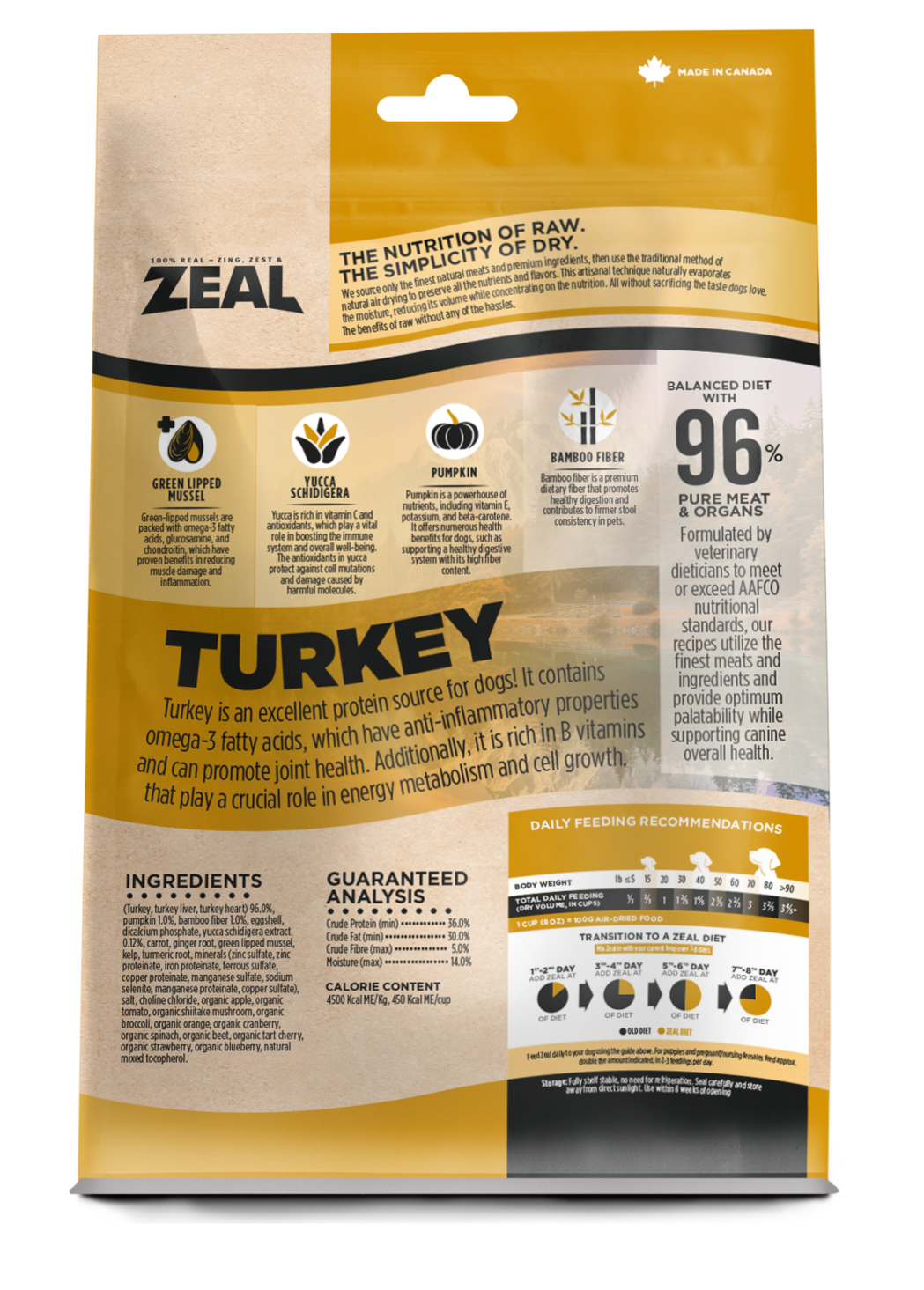 Zeal Gently Air-Dried Dog Food - Turkey