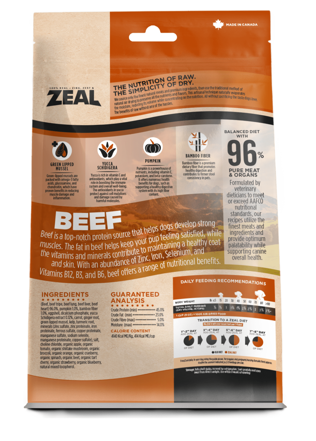 Zeal Gently Air-Dried Dog Food - Beef
