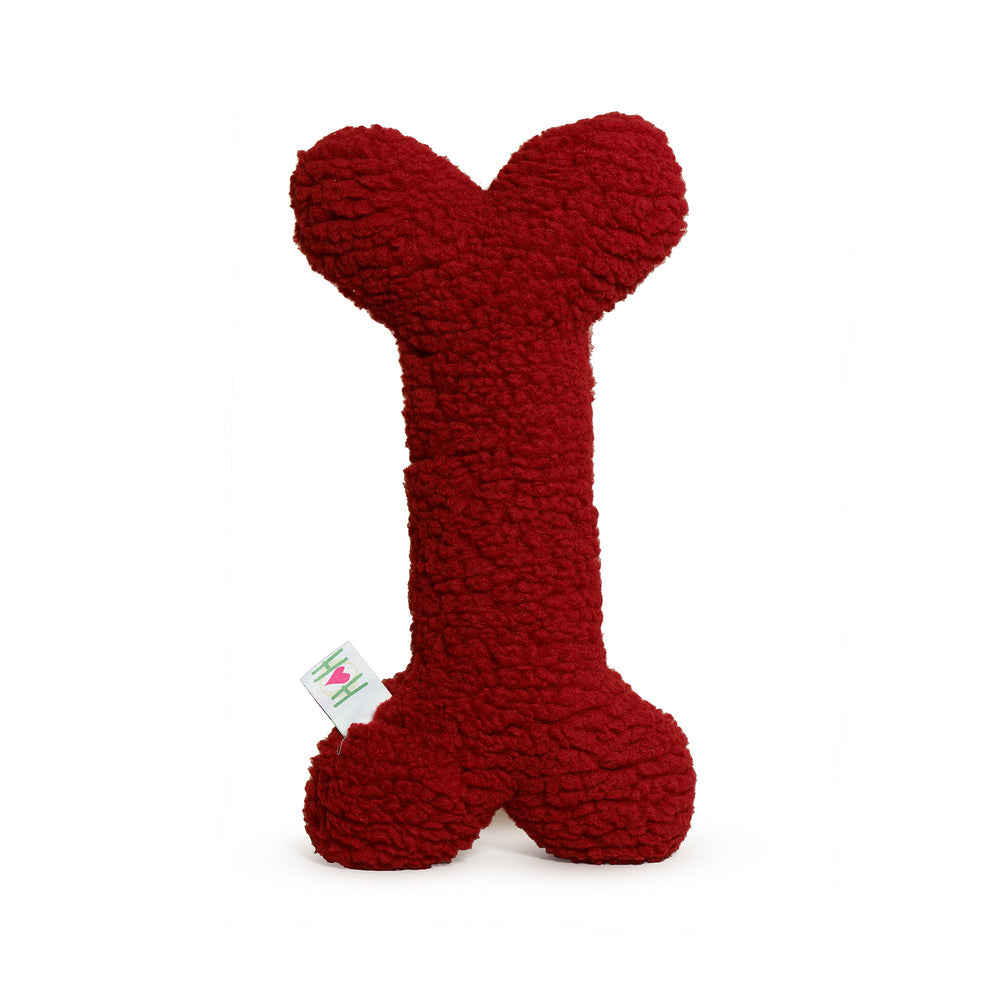 Jolly Red HuggleFleece Bone Dog Toy