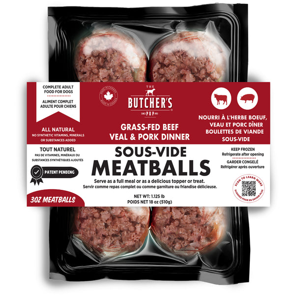 Butcher's Pup Frozen Grass-Fed Beef, Veal & Pork Meatballs for Dogs