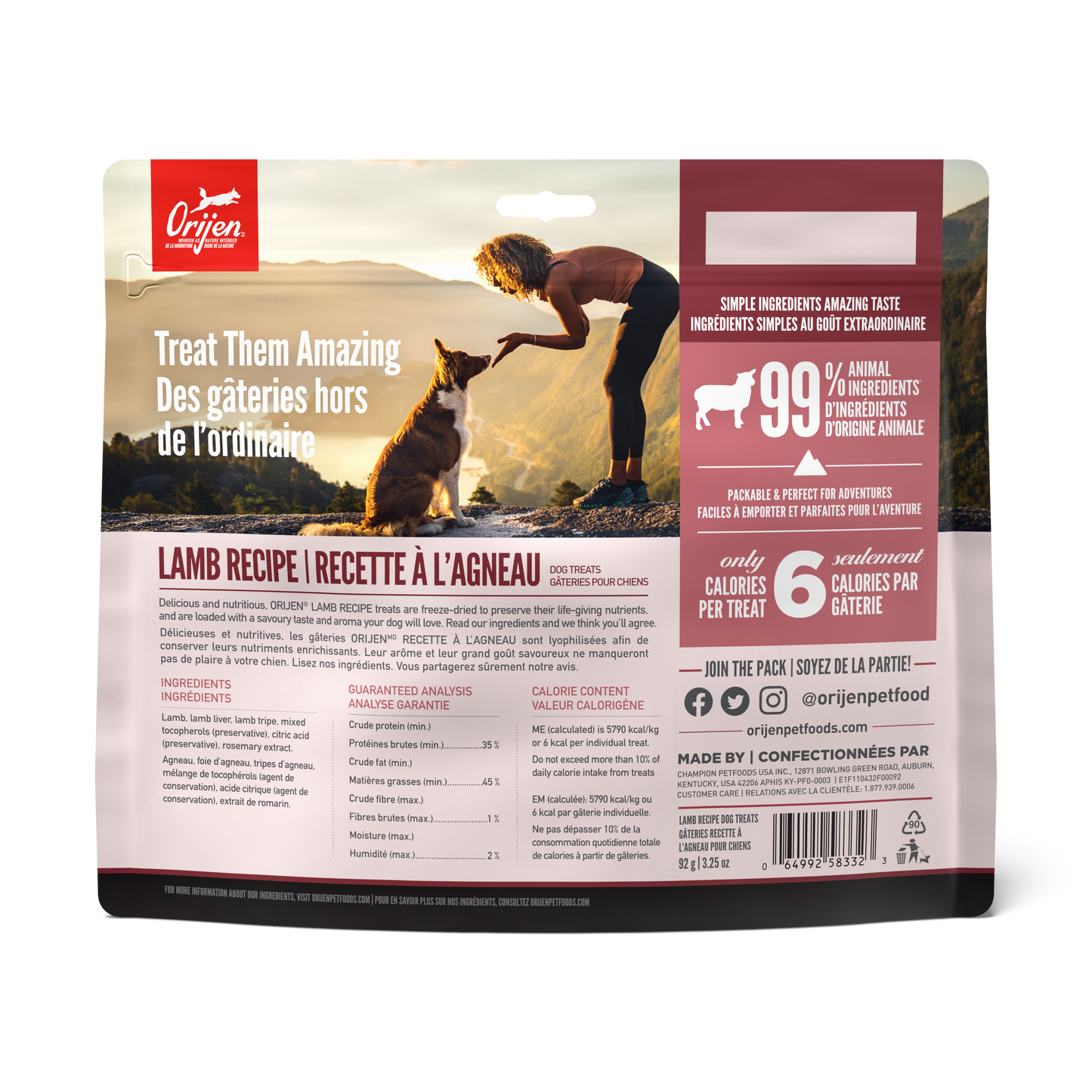 ORIJEN Freeze Dried Dog Treats, Lamb