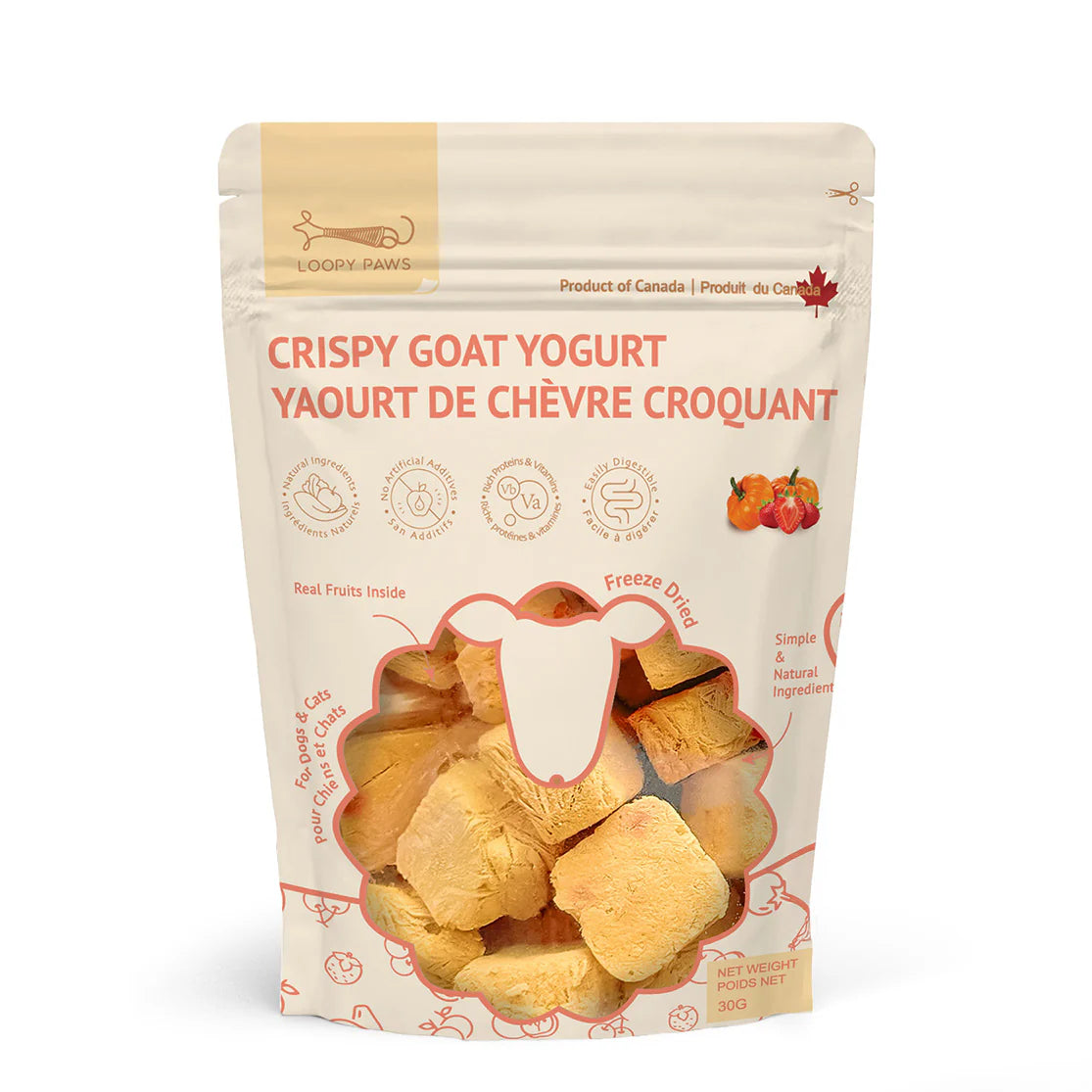Loopy Paws Crispy Goat Yogurt - Pumpkin & Strawberry Dog Treats